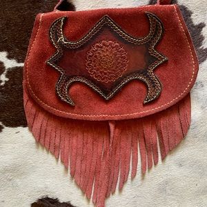 Fringe leather side purse vintage